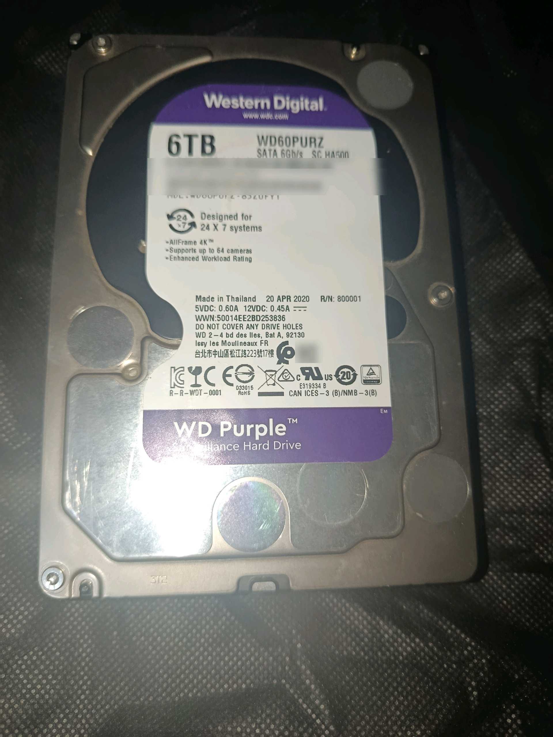 Western Digital 6TB Purple Hard Drive 