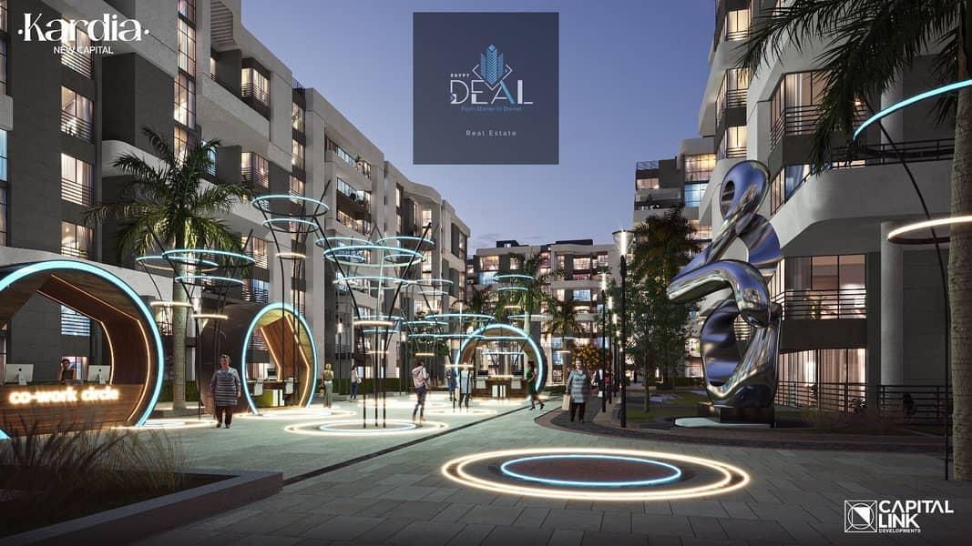 Own an apartment in Kardia R8, New Capital. A prime location near the Green River and Mohamed Bin Zayed Axis, just minutes from the Ministries and Pre — 1/8