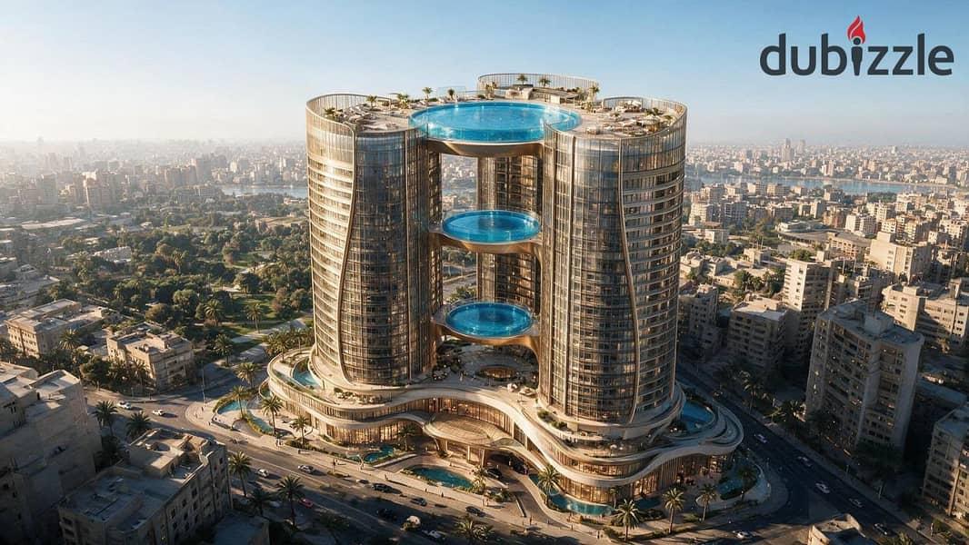 35 sqm hotel apartment in Giza Downtown, directly on the Nile, pyramid view, opposite the Saudi Embassy. USD returns up to 22%, with 10-year installme — 1/8