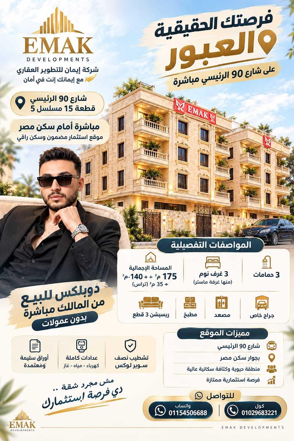 مساحات مختلفه من أول 140م+35 تراس إلي 335 دوبليكس 