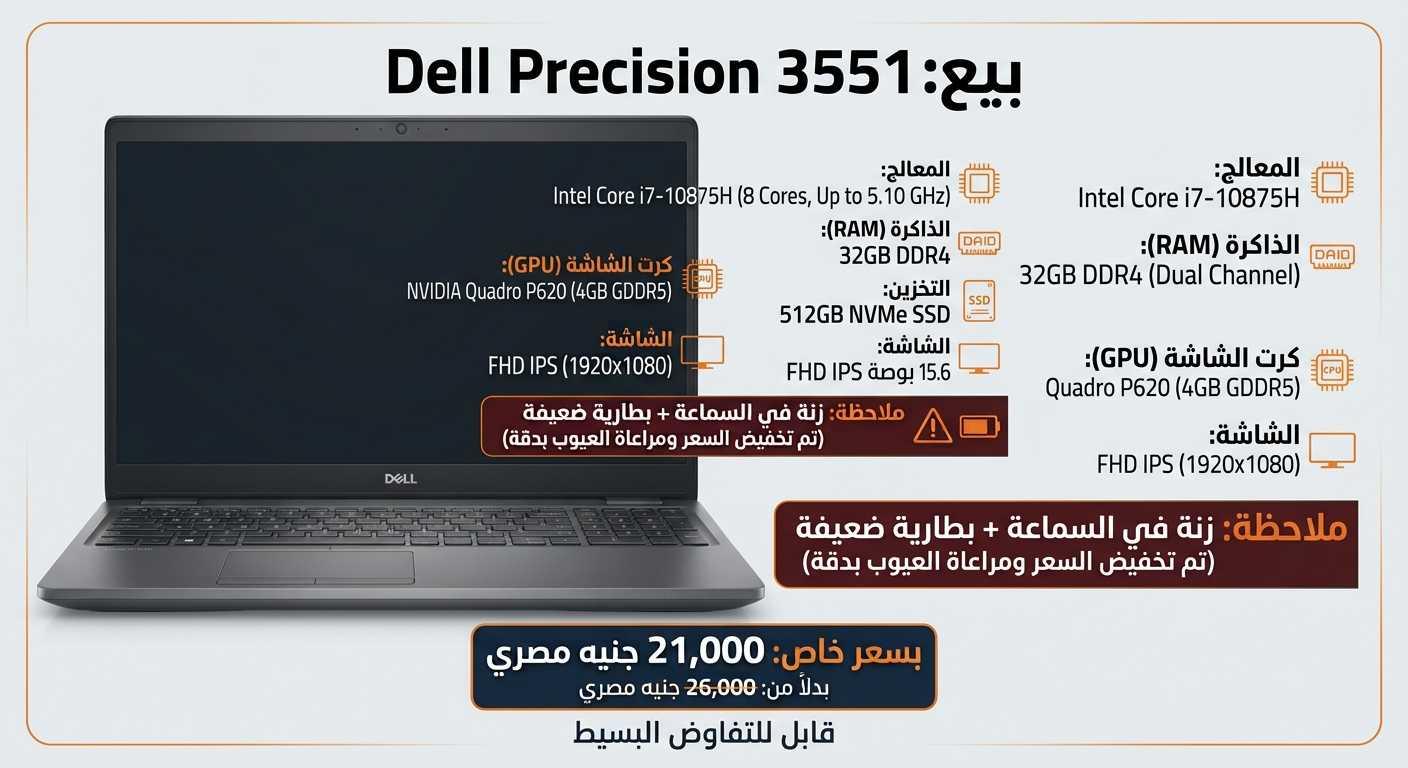 لوحش العمل الشاق Dell Precision 3551 | رامات 32 جيجا | i7 جيل عاشر — 1/4