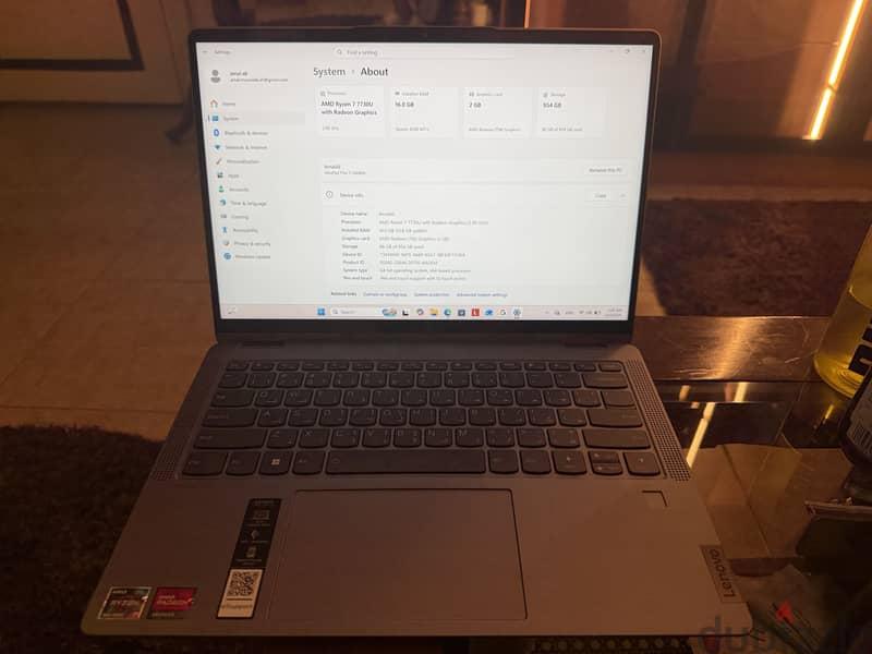 Lenovo IdeaPad Flex 5 14ABR8 –Ryzen 7 -16GB RAM –1TB SSD –Touch 360°